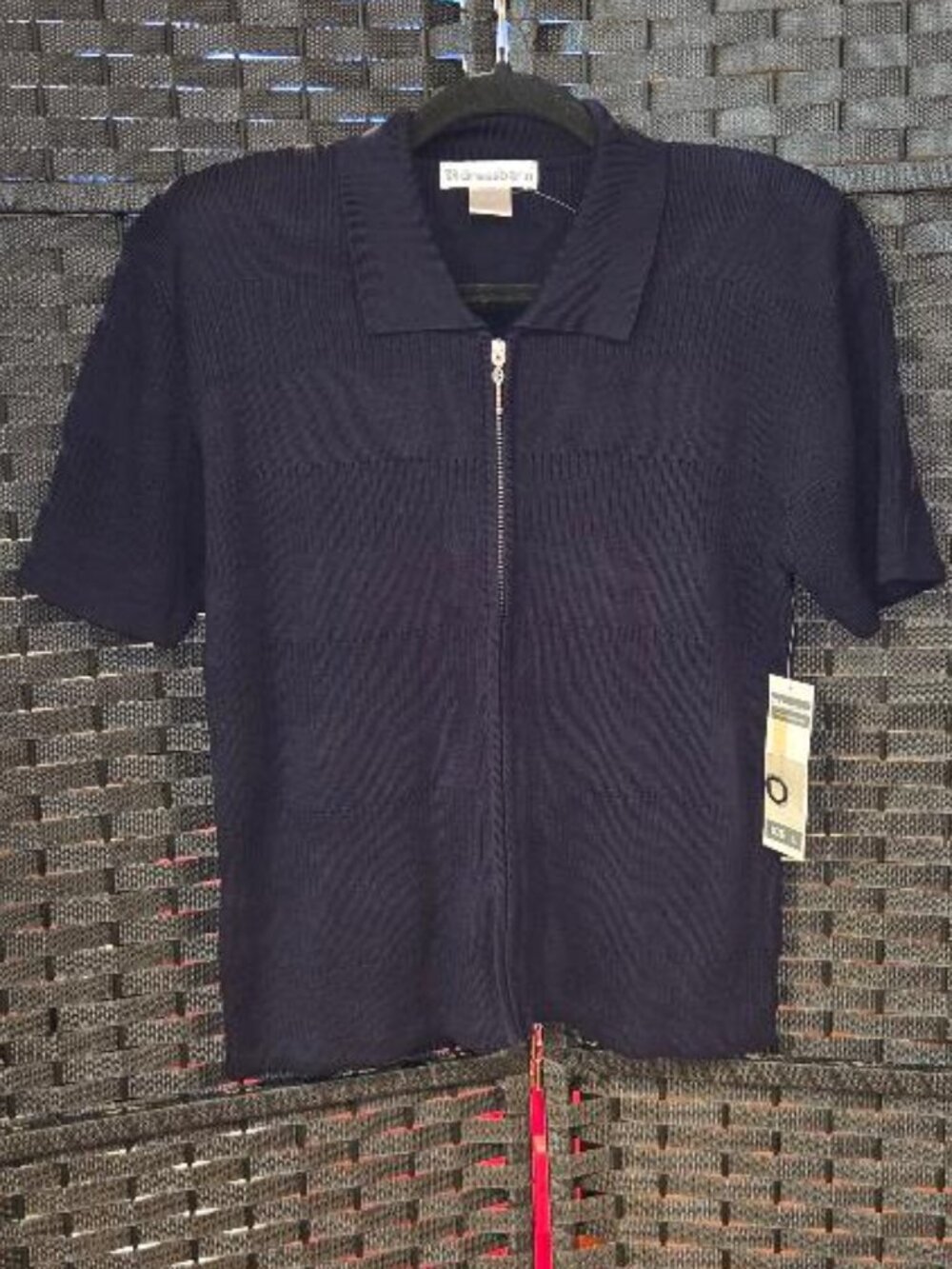 Vintage Dress Barn Short Sleeve Full-zip Knit Cardigan Navy Blue